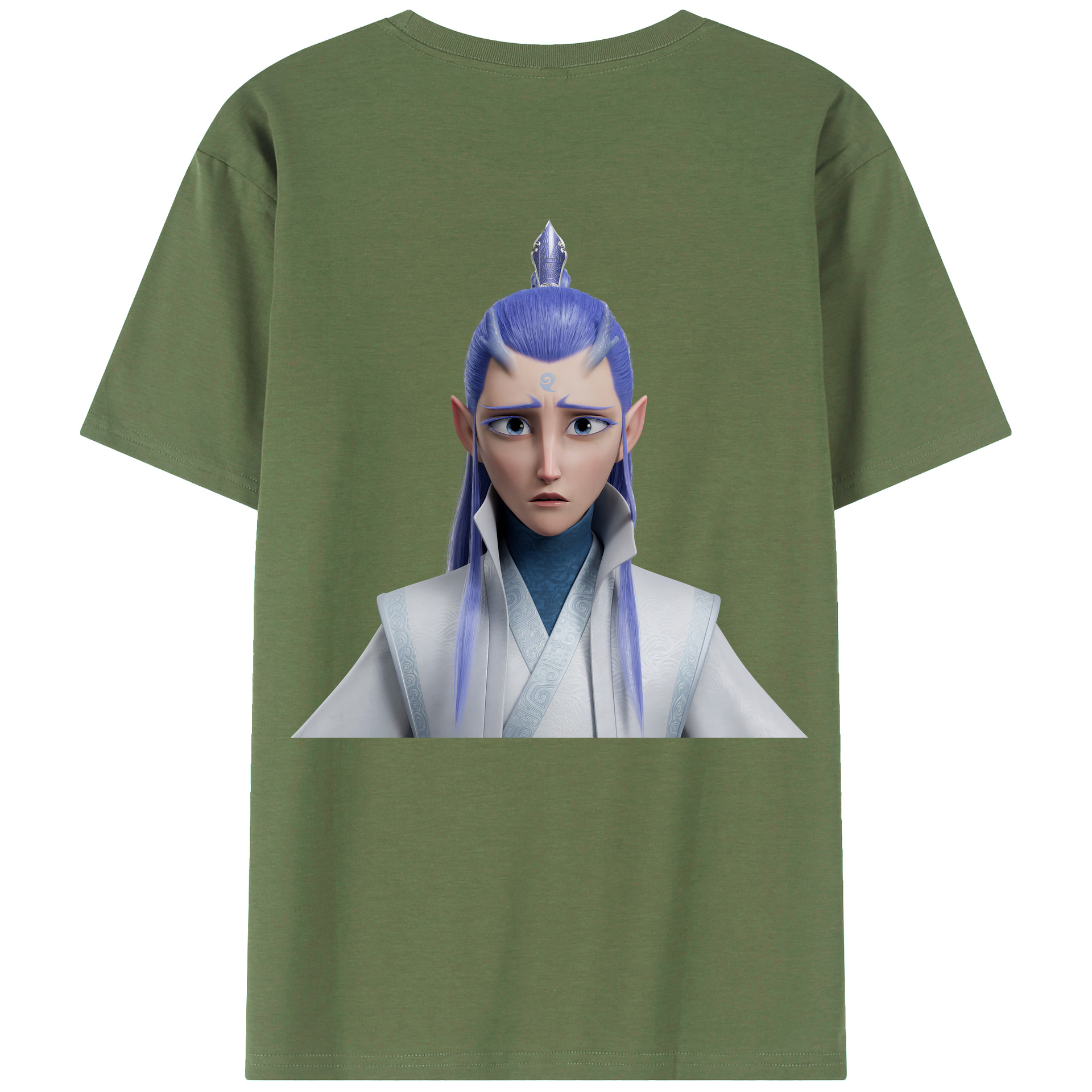 （画像用） Ne Zha 2 ナタ 魔童の大暴れ 綿100％ メンズ半袖Tシャツ（バックプリント） 通気性